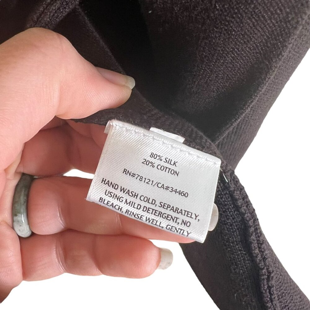 Eileen Fisher Brown Silk Cotton Blend Open Front Longline Cardigan Large - Picture 5 of 9
